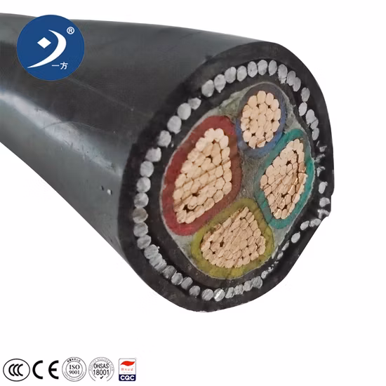 IEC 60502 600/1000 В 3-фазный 4-жильный низковольтный кабель из сшитого полиэтилена с ПВХ-изоляцией, бронированный гибкий электрический силовой кабель Поставщики электрических кабелей (YJV / YJV22)